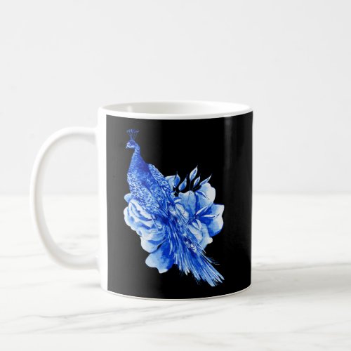 Blue Floral Peacock Boho Design Coffee Mug