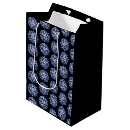 Blue Floral Pentagram Witch Black Halloween Medium Gift Bag