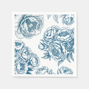 Blue Floral Peony Napkins