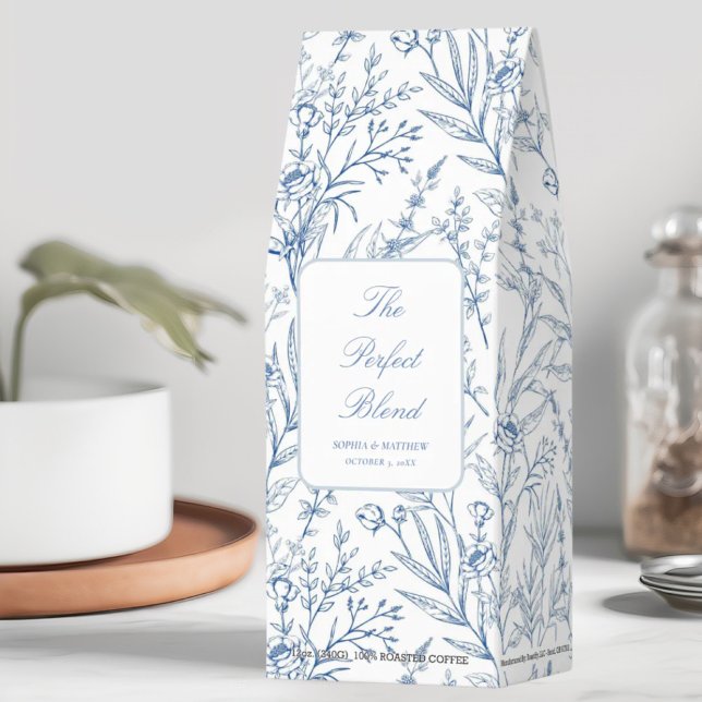 Blue Floral Perfect Blend Wedding Welcome Bag Gift Roasted Coffee (Blue Floral Perfect Blend Wedding Welcome Bag Gift Roasted Coffee
)