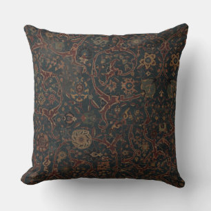 Blue Floral Persian Carpet Throw Pillow