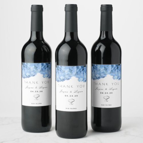 Blue Floral Personal Wedding Wine Label