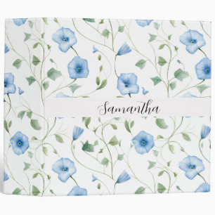 Blue Floral Personalized 3 Ring Binder