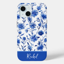 Blue Floral Personalized iPhone case