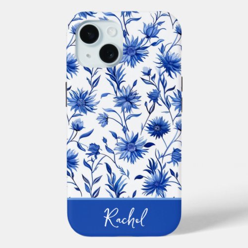 Blue Floral Personalized iPhone case