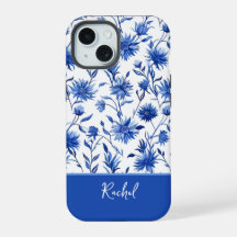 Blue Floral Personalized iPhone case