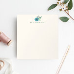 Blue Floral Personalized Notepad<br><div class="desc">Memo pad features a blue pansy flower and green botanical leaves in watercolor,  on a soft ecru background. Coordinating business cards,  notes and more available in our shop!</div>