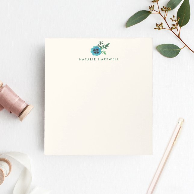 Blue Floral Personalized Notepad (Creator Uploaded)