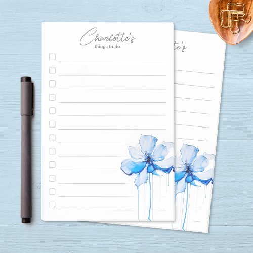 Blue Floral Personalized To_Do List Post_it Notes