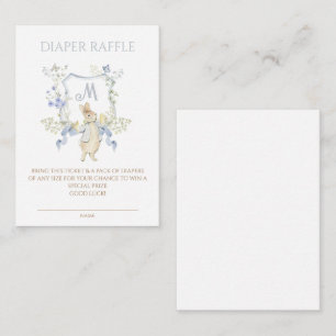 Blue Floral Peter the Rabbit Baby Shower Diaper Enclosure Card