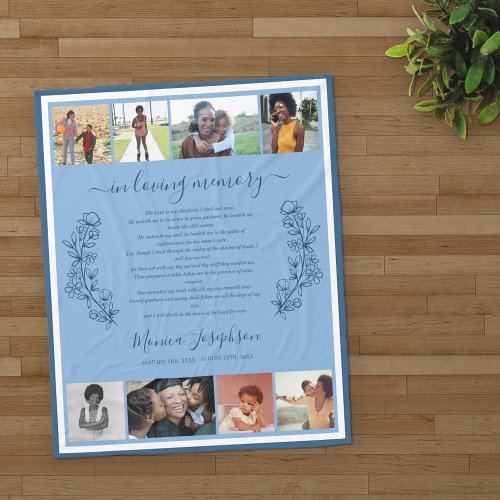 Blue Floral Photo Collage Psalm Memorial