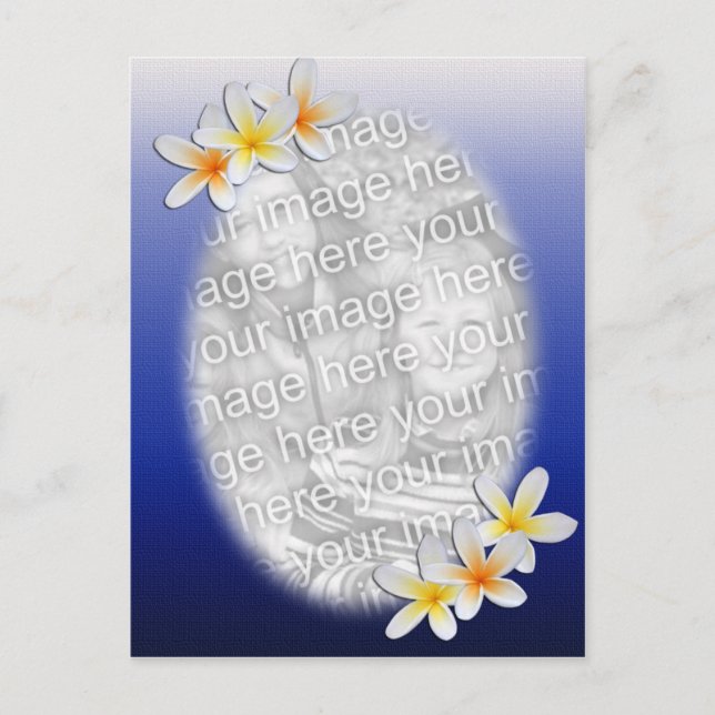 Blue Floral Photo Template Postcard (Front)