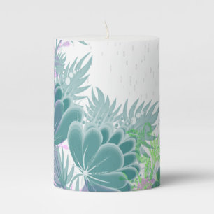 blue floral pillar candle