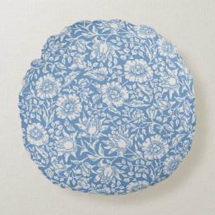 Blue Floral Pillow, Wildflowers, Blue, Ivory Thro Round Pillow