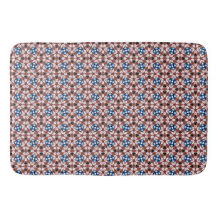 Blue Floral Pink and Brown Bath Mat
