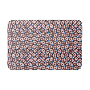 Blue Floral Pink and Brown Bath Mat
