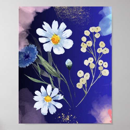 blue floral poster