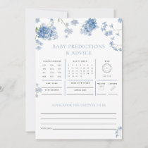 Blue Floral Predictions Advice Baby Shower Game