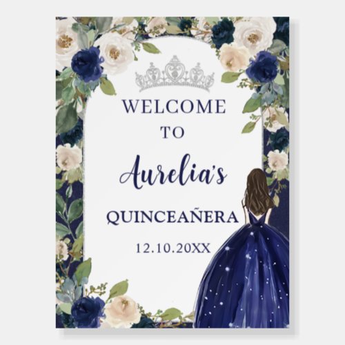 Blue Floral Princess Quinceaera Arch Welcome Sign