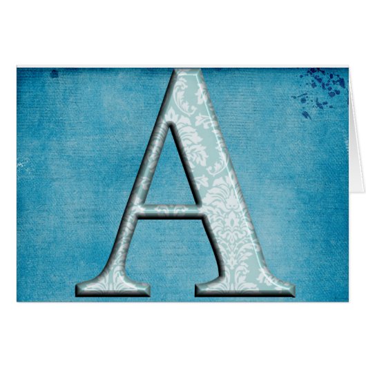 Blue Floral Print A monogram initials Gifts Cards (Front Horizontal)