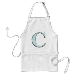Blue Floral Print C monogram initials Gifts Adult Apron