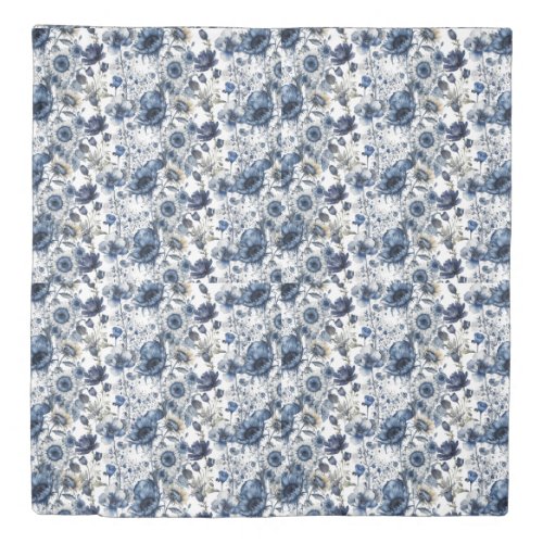 Blue Floral Print Duvet Cover