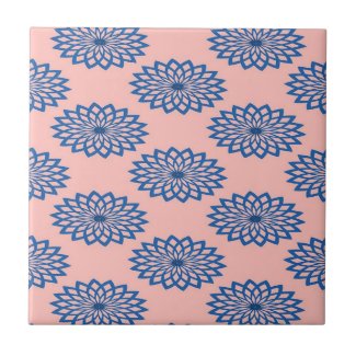 Blue floral print on pink