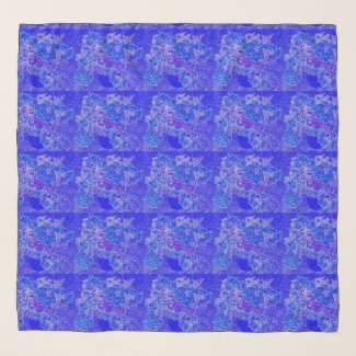 Blue Floral Print Scarf