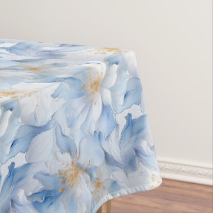 Blue Floral Print Tablecloth