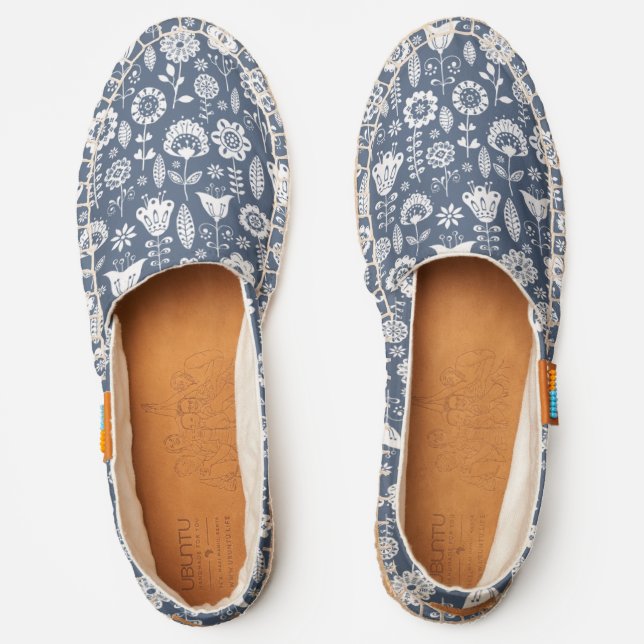 Blue Floral Print UBUNTU Espadrilles (Front)