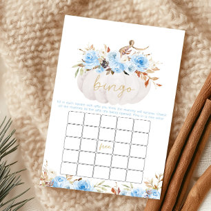 Blue Floral Pumpkin Baby Shower Bingo Game