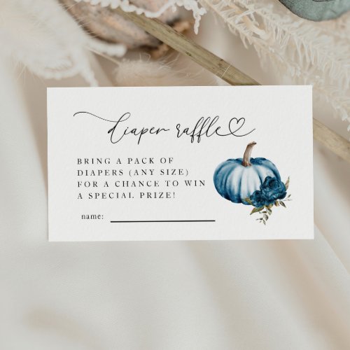 Blue Floral Pumpkin Diaper Raffle Ticket  Enclosure Card