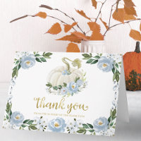 Blue Floral Pumpkin Fall Baby Shower Thank You
