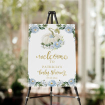 Blue Floral Pumpkin Fall Baby Shower Welcome Sign