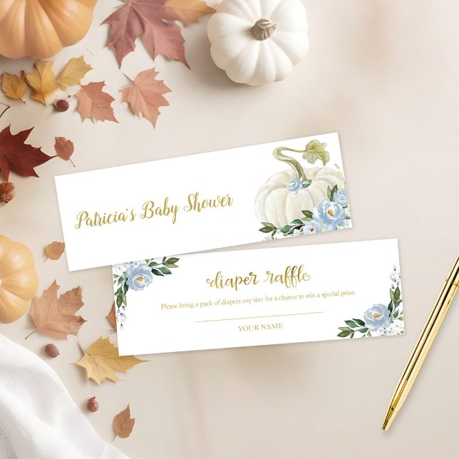 Blue Floral Pumpkin Fall Diaper Raffle Insert Card (Creator Uploaded)