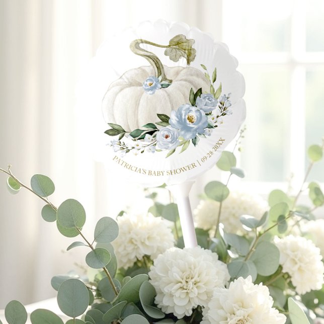 Blue Floral Pumpkin Fall Girl Baby Shower Balloon (Creator Uploaded)