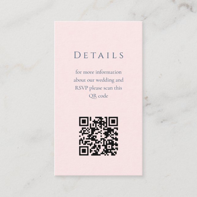 Blue Floral QR Code Wedding Enclosure Card (Front)