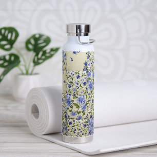 Blue Floral Quilt Water Bottle