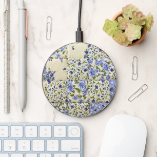 Blue Floral Quilt Wireless Charger