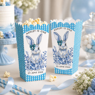 Blue Floral Rabbit 1st Birthday for Kids Favor Boxes