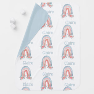 Blue floral Rainbow Baby Blanket