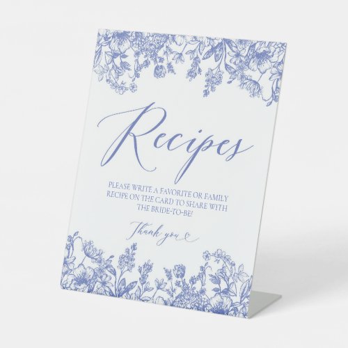 Blue Floral Recipe Cards Sign Leave Your Recipe