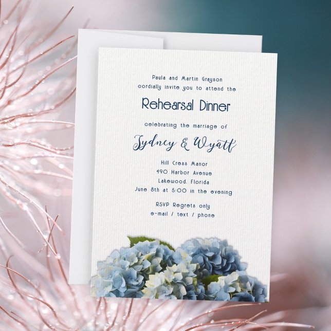 Blue Floral Rehearsal Dinner Invitation (Creator Uploaded)