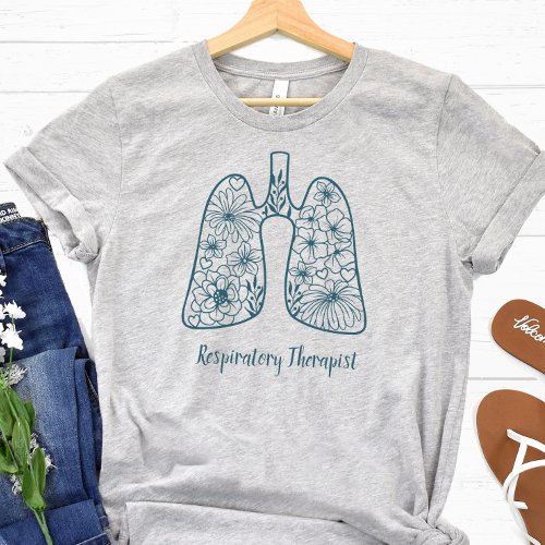 Blue Floral Respiratory Therapist T_Shirt