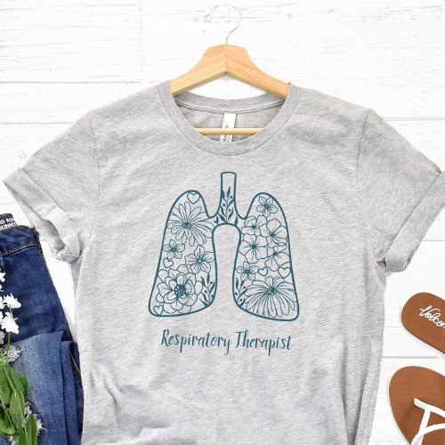 Blue Floral Respiratory Therapist T_Shirt