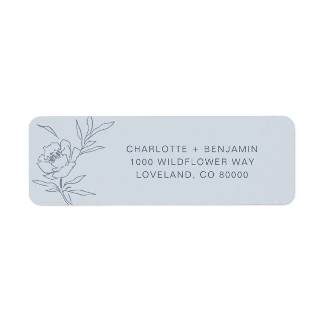 Blue Floral Return Address Label (Front)