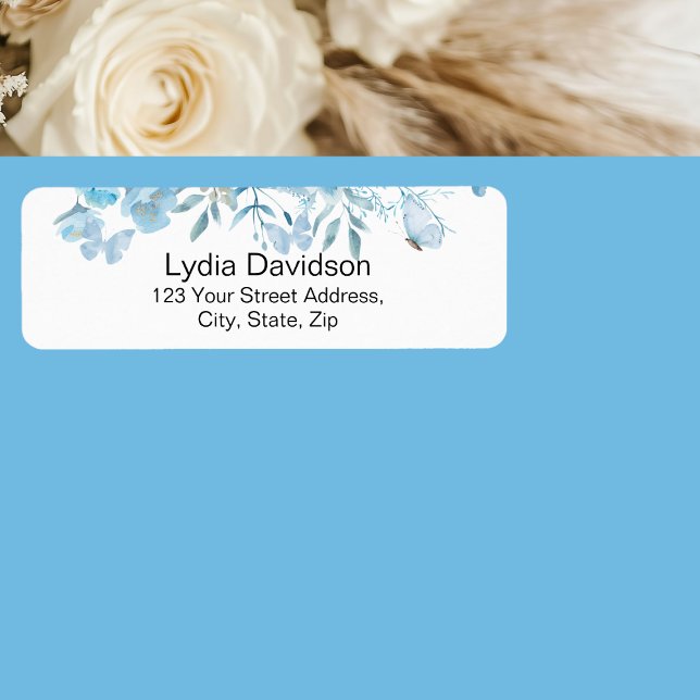 Blue Floral Return Address Label (Creator Uploaded)
