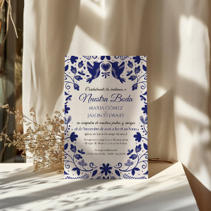 Blue Floral Romantic Aesthetic Spanish Wedding Invitation