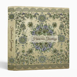 Blue Floral Romantic Victorian Genealogy 3 Ring Binder