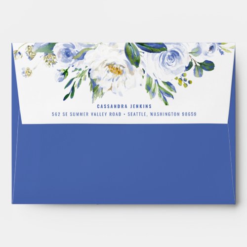 Blue Floral Rose  Envelope